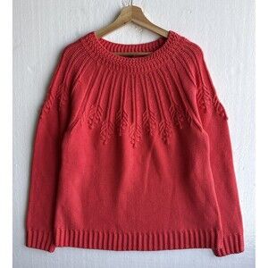 NWT Talbots Yoke Stitch Sweater Pullover Crewneck Ribbed Knit Red Womens Size XL